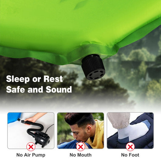 Inflatable Sleeping Pad with Carrying Bag - Green, 79" x 26", Self-Inflating, Waterproof, Lightweight, Durable Nylon for Camping, Travel & Outdoor Adventures