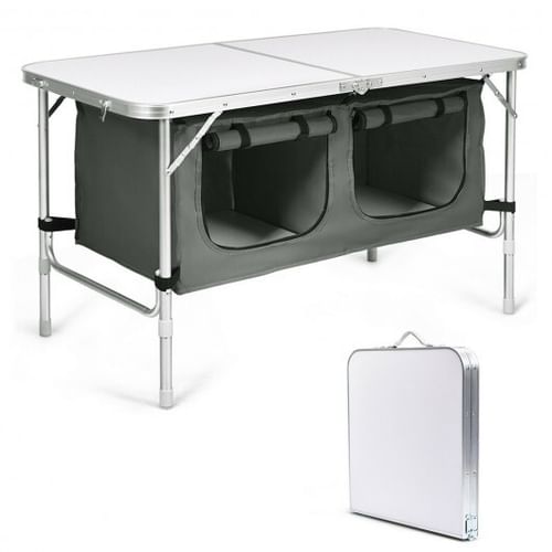 Aluminum Adjustable Folding Camping Table Grey