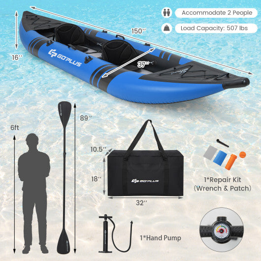 Inflatable 2-Person Kayak Set