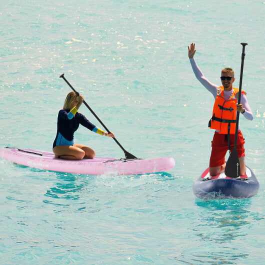 Inflatable Stand Up Paddle Board iSUP - Pink & White, 10' x 30", 300 lbs Capacity, Includes 3 Fins, Adjustable Paddle, Hand Pump & Backpack - Perfect for Water Adventures!