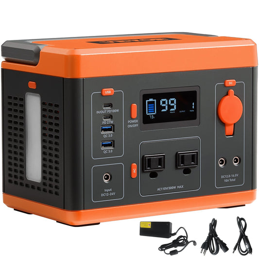 VEVOR Portable Power Station Solar Generator 296Wh 300W - Reliable Backup Lithium Battery for Camping, Outdoor Adventures, and Emergency Power Supply
