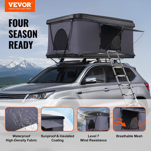 VEVOR Hard Shell Rooftop Tent for 2-3 Person | Waterproof for Jeep SUV Truck | Durable & Comfortable with Telescoping Ladder & Breathable Mesh Window