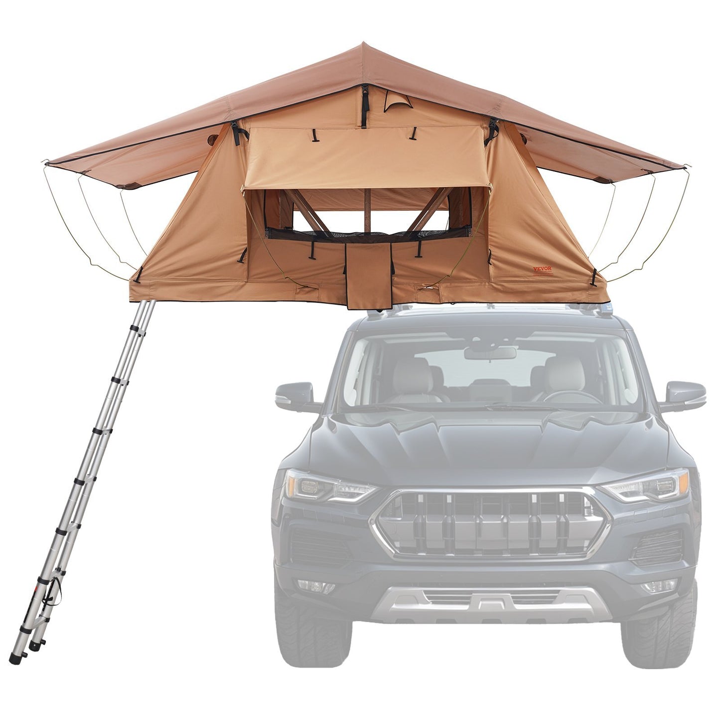 VEVOR Hard Shell Rooftop Tent for 2-3 People - Waterproof Outdoor Tent for Jeep, SUV & Truck with Telescoping Ladder - Comfortable & Durable Camping Solution
