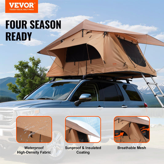 VEVOR Hard Shell Rooftop Tent for 2-3 People - Waterproof Outdoor Tent for Jeep, SUV & Truck with Telescoping Ladder - Comfortable & Durable Camping Solution
