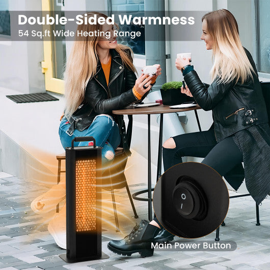 IP65 Waterproof Aluminum Heater - Black, 1200W Double-Sided Heating, Overheat Protection, Safe & Quiet Operation, Ideal for Home and Outdoor Use