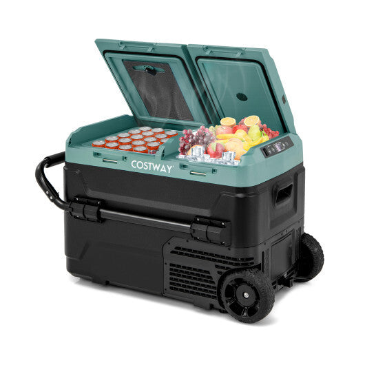 Dual Zone 12V 42QT Car Refrigerator - Portable Cooling for Vehicles, Camping, RVs & Boats - Adjustable Temp from -4℉ to 68℉ - Black/Green Color Options