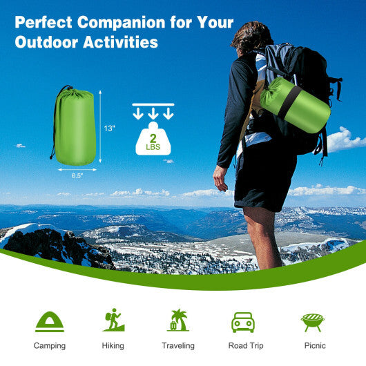 Inflatable Sleeping Pad with Carrying Bag - Green, 79" x 26", Self-Inflating, Waterproof, Lightweight, Durable Nylon for Camping, Travel & Outdoor Adventures