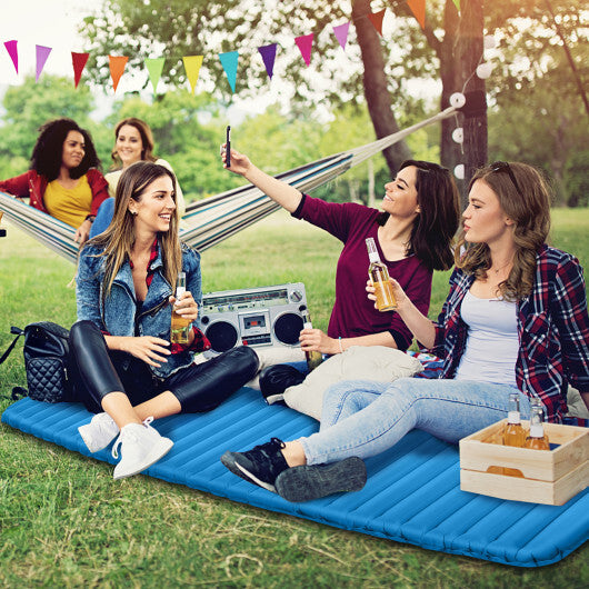 3 Inch Thick Inflatable Waterproof Camping Sleeping Pad - Blue | Lightweight, Durable, Easy Inflate & Carry | Ideal for Camping, Hiking, Picnics & Road Trips - 100kg Capacity