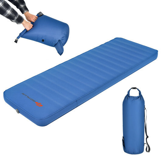 Self-Inflating Folding Camping Sleeping Mattress - Blue, 81"x29", Waterproof TPU, Carrying Bag Included, Comfortable & Compact, Perfect for Outdoor Adventures