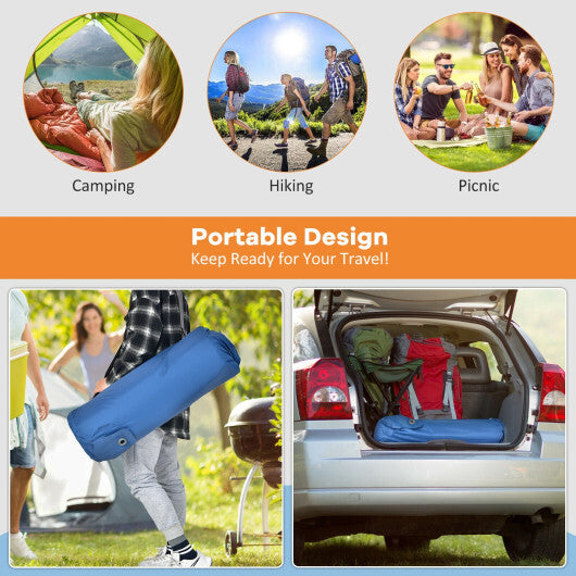 Self-Inflating Folding Camping Sleeping Mattress - Blue, 81"x29", Waterproof TPU, Carrying Bag Included, Comfortable & Compact, Perfect for Outdoor Adventures