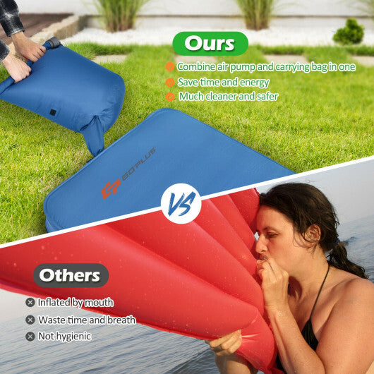Self-Inflating Folding Camping Sleeping Mattress - Blue, 81"x29", Waterproof TPU, Carrying Bag Included, Comfortable & Compact, Perfect for Outdoor Adventures