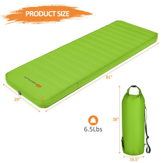 Self-Inflating Folding Camping Sleeping Mattress - Blue, 81"x29", Waterproof TPU, Carrying Bag Included, Comfortable & Compact, Perfect for Outdoor Adventures