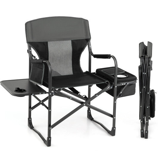 Folding Camping Directors Chair with Cooler Bag