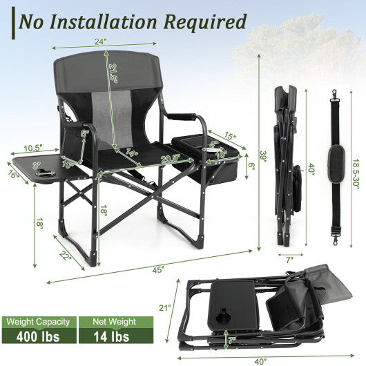 Folding Camping Directors Chair with Cooler Bag