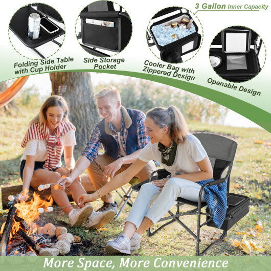 Folding Camping Directors Chair with Cooler Bag