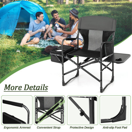 Folding Camping Directors Chair with Cooler Bag