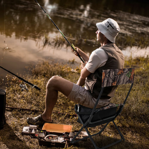 Foldable Hunting Chair with Storage Pocket Backrest