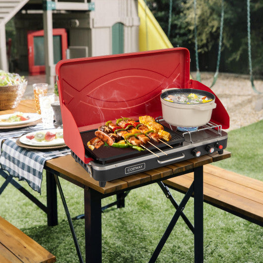 2-in-1 Gas Camping Grill and Stove