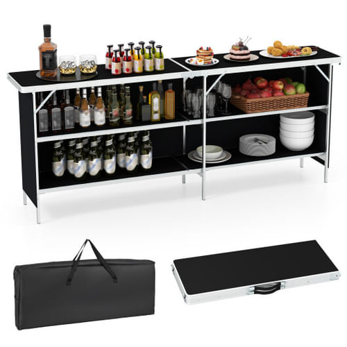 Aluminum Portable Picnic Table with  Open Shelves