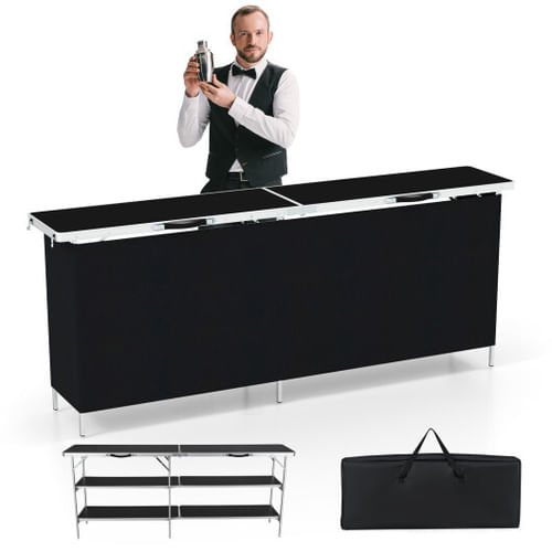 Aluminum Portable Picnic Table with  Open Shelves