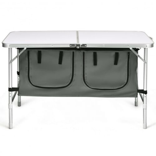 Aluminum Adjustable Folding Camping Table Grey