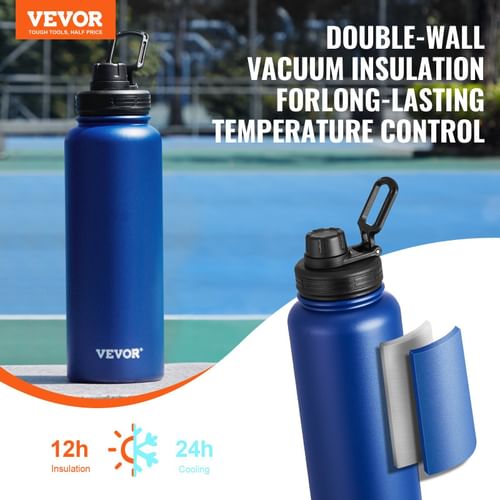 40 oz Insulated Water Bottle, Stainless Steel Camping & Hiking Hydration Flask with Wide Mouth Lid, Sports Coffee Cup Double Walled, Leakproof, for Indoor/Outdoor Use, FDA Listed,Blue