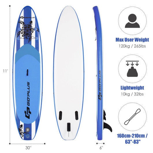 11 Feet Inflatable Adjustable Paddle Board with Carry Bag - Lightweight PVC, Durable EVA Deck, 352 lbs Capacity, Includes Paddle & Pump for Ultimate Water Adventure