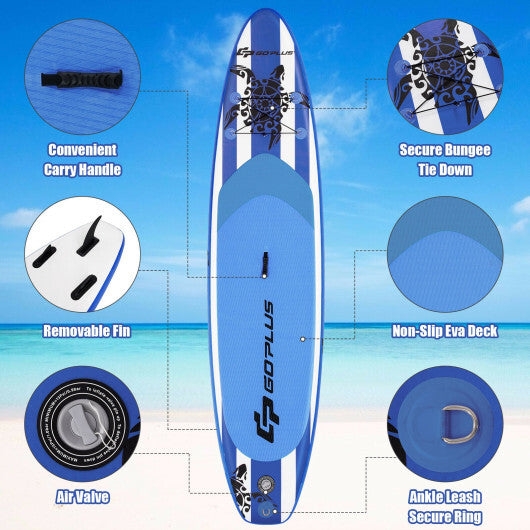 11 Feet Inflatable Adjustable Paddle Board with Carry Bag - Lightweight PVC, Durable EVA Deck, 352 lbs Capacity, Includes Paddle & Pump for Ultimate Water Adventure