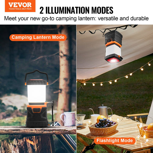 LED Camping Lantern 1000LM - USB Rechargeable Portable Light for Outdoor Adventures, 4 Lighting Modes, Hook & Detachable Lid, 360° LED Coverage, KJ-1268