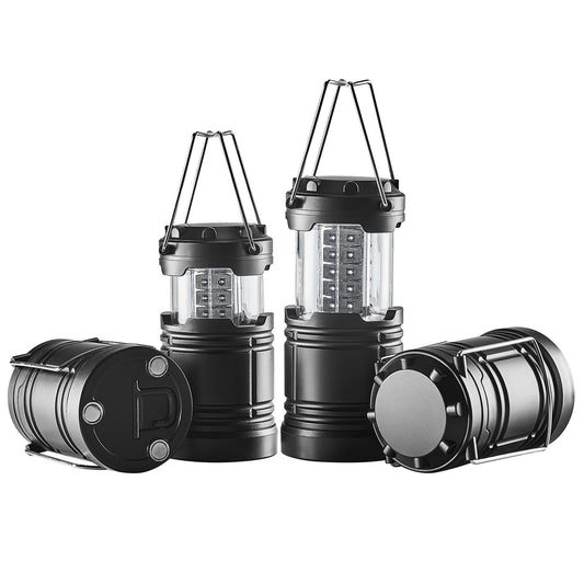 VEVOR LED Camping Lanterns Set of 4 - Collapsible, Battery Powered, Portable Lights for Outdoor Adventures - 360° Illumination, Durable & Convenient Design